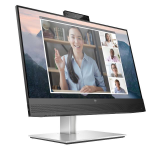 HP E24mv G4 Conferencing Monitor - E-Series - monitor a LED - 23.8" - 1920 x 1080 Full HD (1080p) @ 60 Hz - IPS - 250 cd/m² - 1000:1 - 5 ms - HDMI, VGA, DisplayPort - altoparlanti - argento, testa utensile nera